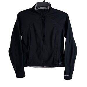 L.L.Bean Gore Windstopper Softshell Jacket Women's Small Black Fleece‎ Lined